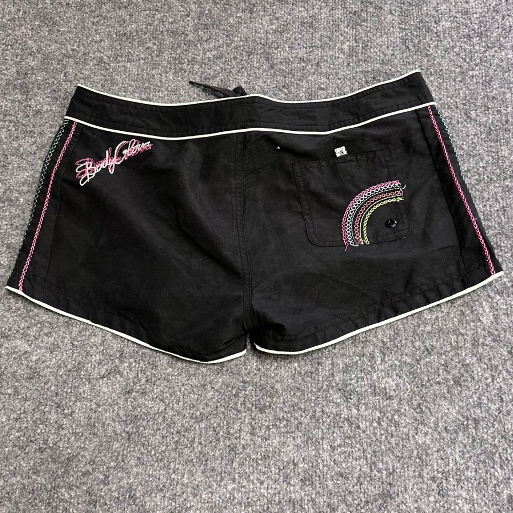 Body Glove Board Shorts Womens Size S Black Embroidered Side Lace Up Swimwear